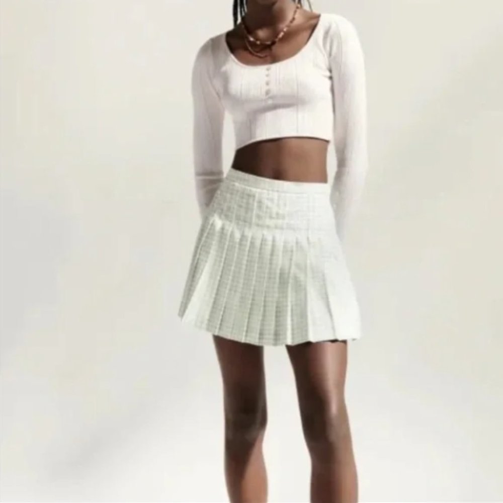 NWT Zara Green & White Checkered Skort - Size M